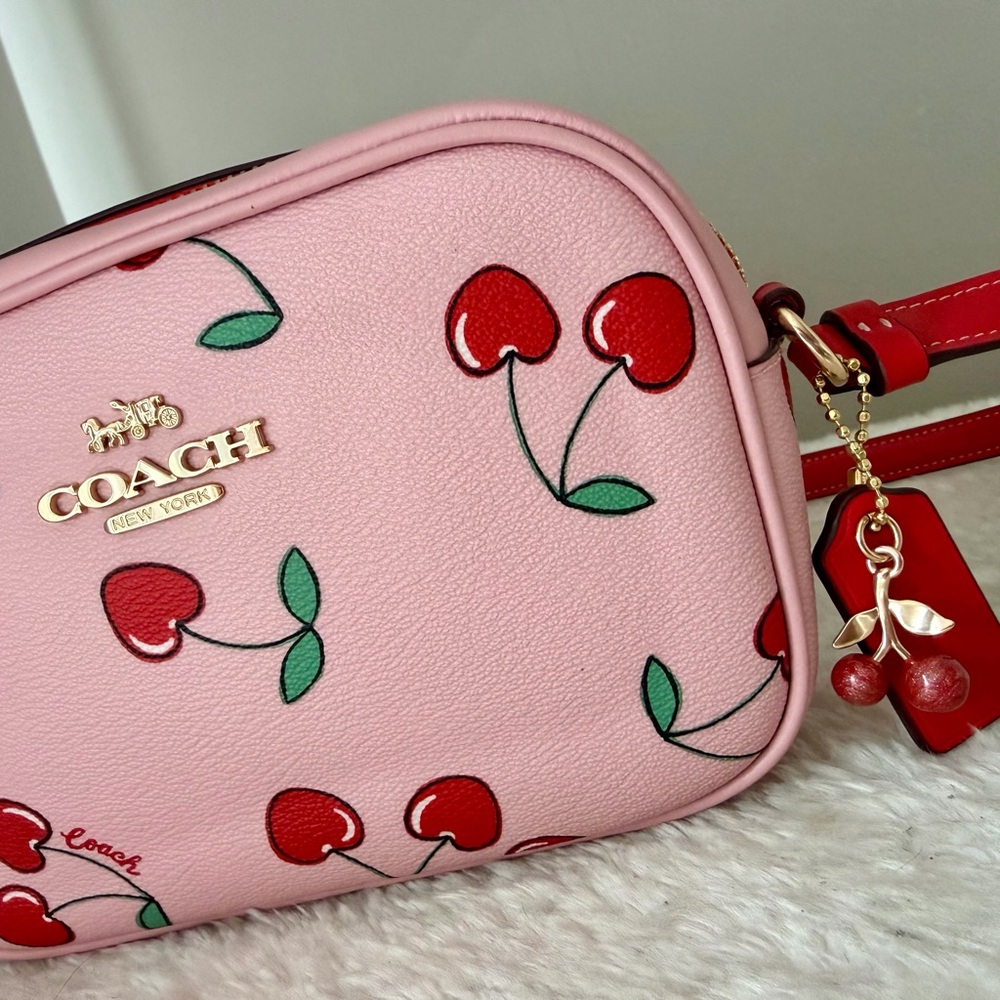 Coach Mini Jamie Camera Bag With Heart Cherry Print - Picture 2 of 12